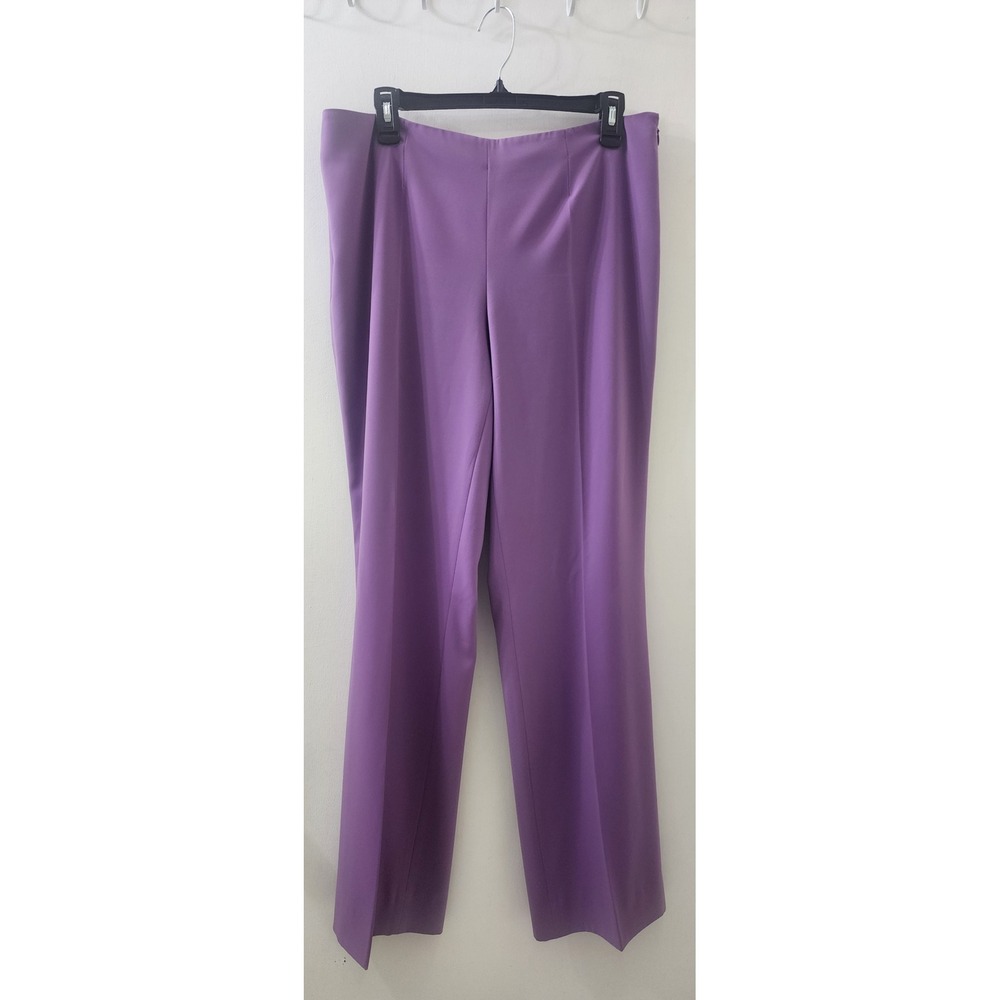 Les Copains Purple Straight Leg Dress Pants Side Zip Trousers Size IT 46 US 10